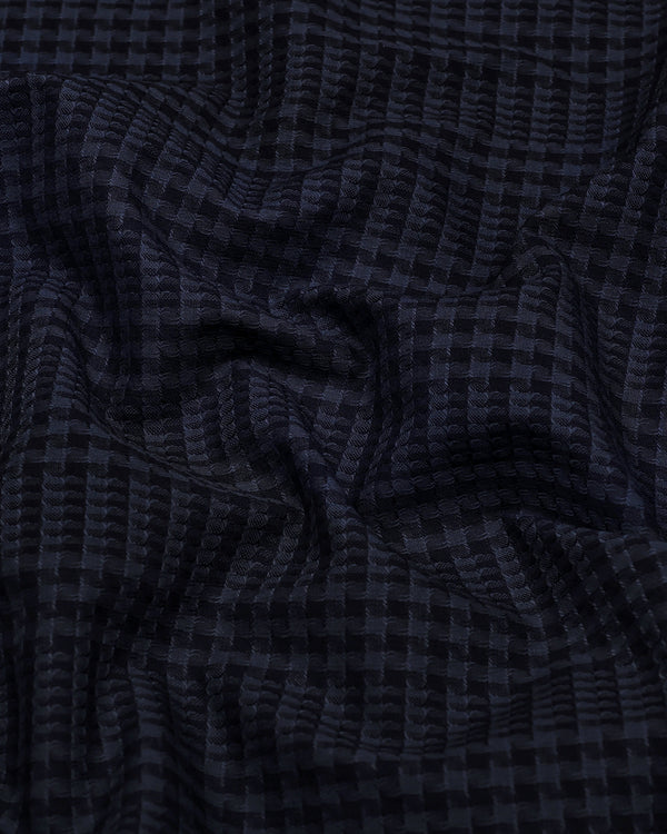 Crater Gray With Black Dobby Check Cotton Shirt