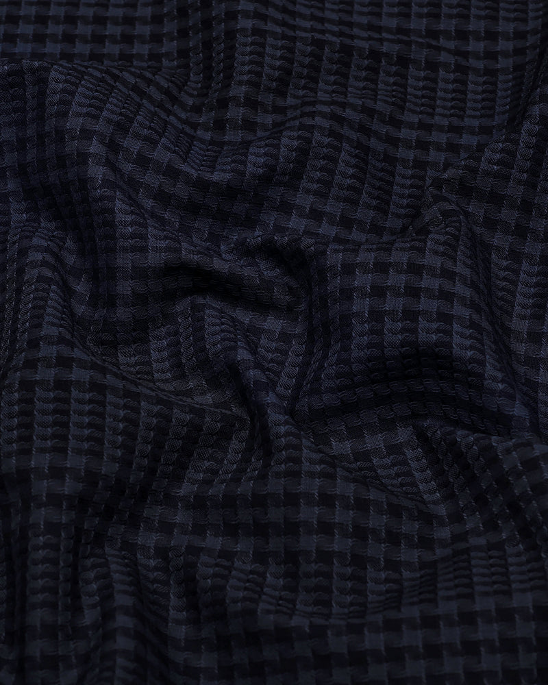 Crater Gray With Black Dobby Check Cotton Shirt