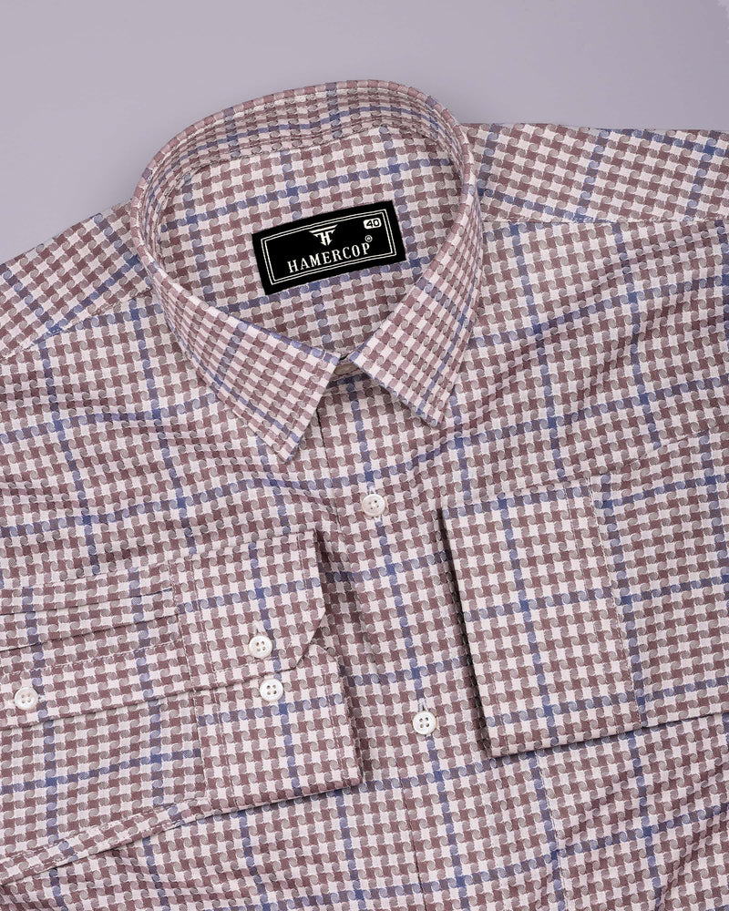 Tirana Latte Cream With Off White Check Dobby Cotton Shirt