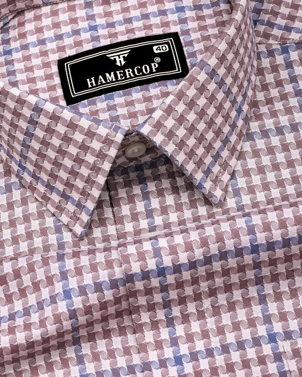 Tirana Latte Cream With Off White Check Dobby Cotton Shirt