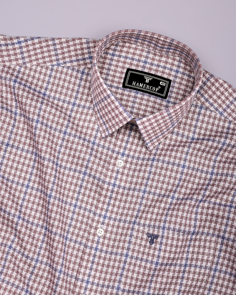 Tirana Latte Cream With Off White Check Dobby Cotton Shirt