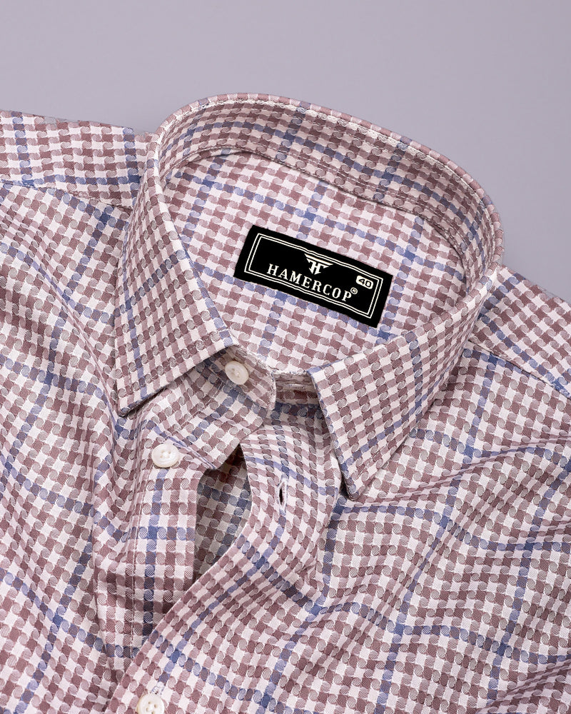 Tirana Latte Cream With Off White Check Dobby Cotton Shirt