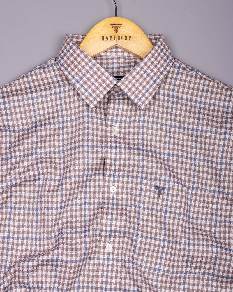 Tirana Latte Cream With Off White Check Dobby Cotton Shirt