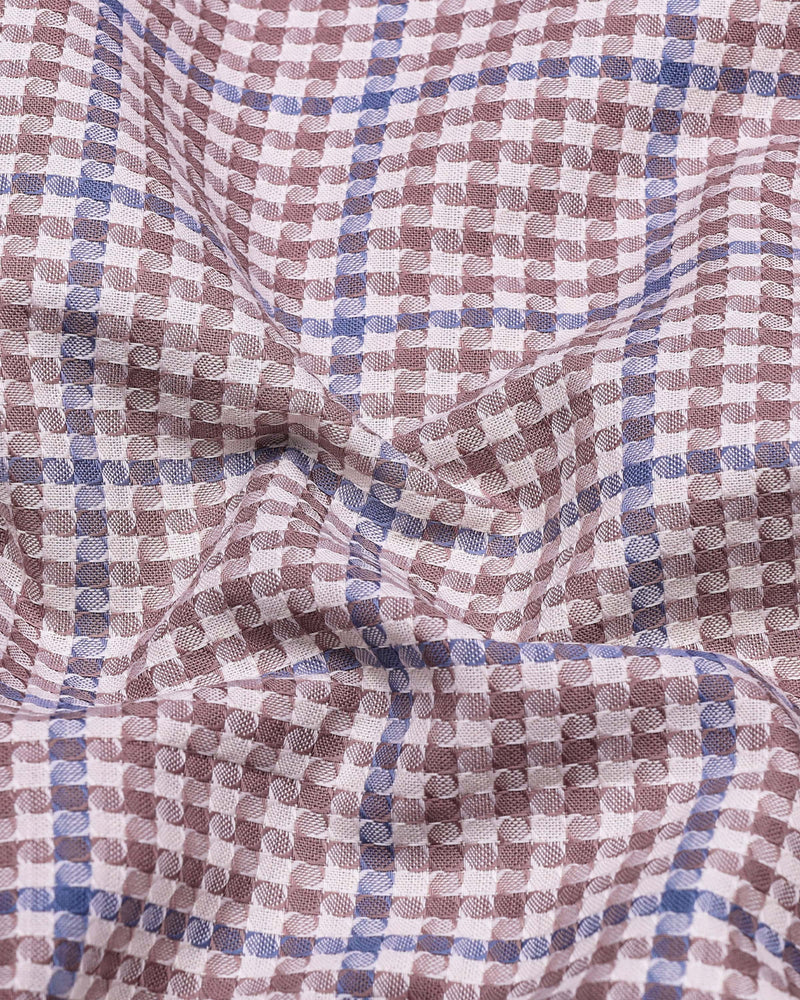 Tirana Latte Cream With Off White Check Dobby Cotton Shirt