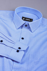Blue with white houndstooth cotton shirt