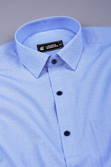 Blue with white houndstooth cotton shirt