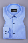 Blue with white houndstooth cotton shirt