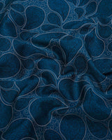 Morpichh Blue With Black Paisley Printed  Satin Cotton Shirt