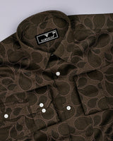 Mhendi Green With Black Paisley Printed  Satin Cotton Shirt