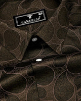 Mhendi Green With Black Paisley Printed  Satin Cotton Shirt