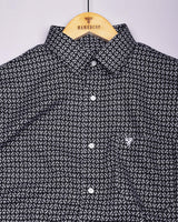Swinford Black With White Dobby Textured Cotton Shirt