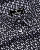 Swinford Black With White Dobby Textured Cotton Shirt