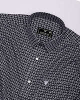 Swinford Black With White Dobby Textured Cotton Shirt