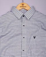 Swinford White With Black Dobby Textured Cotton Shirt