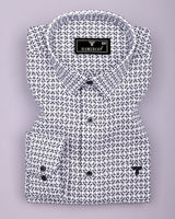 Swinford White With Black Dobby Textured Cotton Shirt