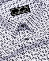 Swinford White With Black Dobby Textured Cotton Shirt