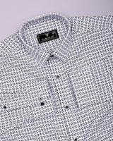 Swinford White With Black Dobby Textured Cotton Shirt
