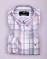 Frostella Peach Multicolor Waffle Check Dobby Cotton Shirt