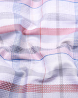Frostella Peach Multicolor Waffle Check Dobby Cotton Shirt