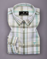 Frostella Green Multicolor Waffle Check Dobby Cotton Shirt