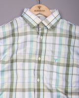 Frostella Green Multicolor Waffle Check Dobby Cotton Shirt