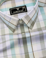 Frostella Green Multicolor Waffle Check Dobby Cotton Shirt