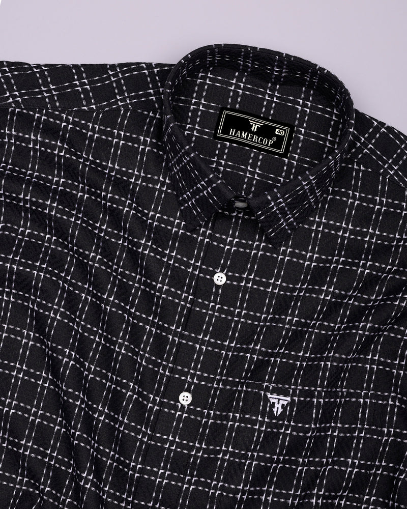 Coorg Black With White Dobby Check Cotton Shirt