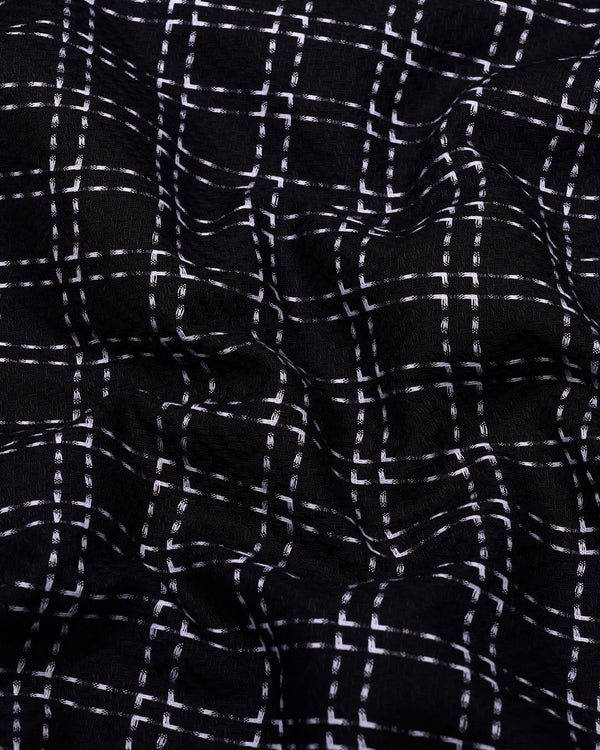 Coorg Black With White Dobby Check Cotton Shirt