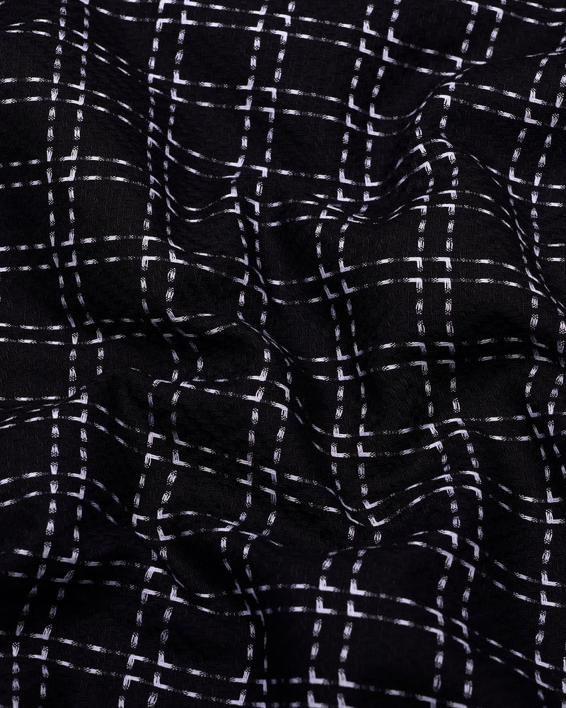 Coorg Black With White Dobby Check Cotton Shirt