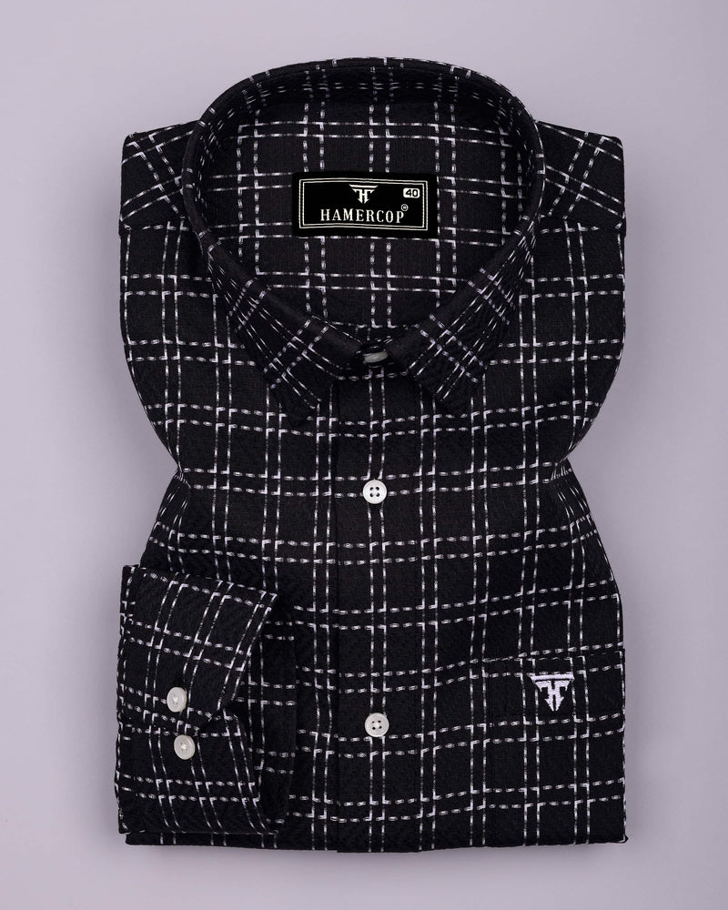 Coorg Black With White Dobby Check Cotton Shirt