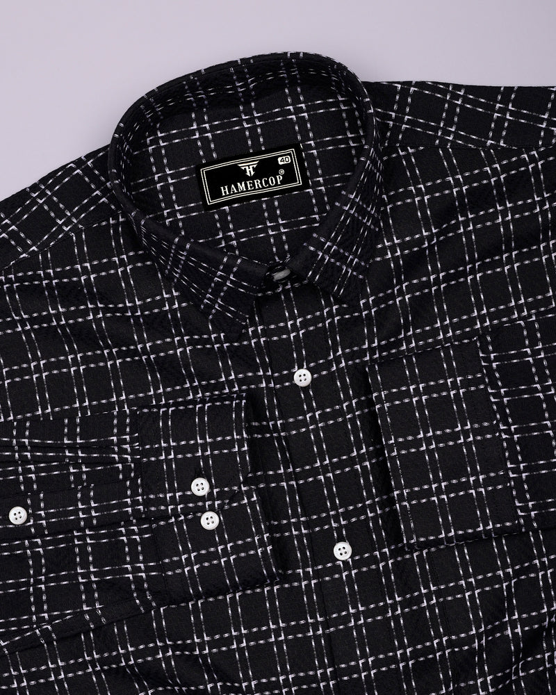 Coorg Black With White Dobby Check Cotton Shirt