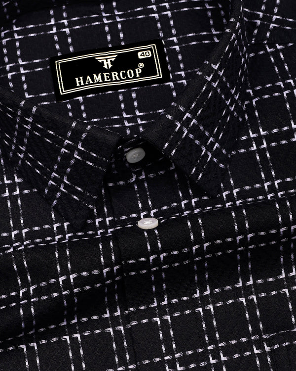 Coorg Black With White Dobby Check Cotton Shirt