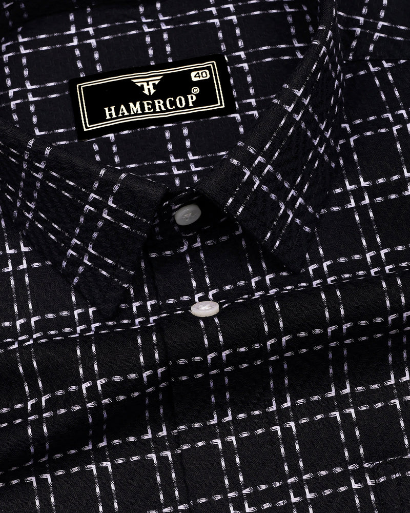 Coorg Black With White Dobby Check Cotton Shirt