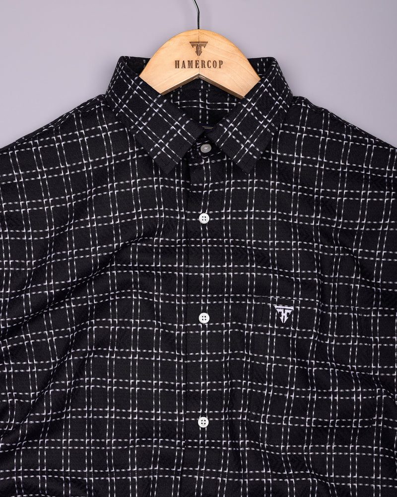 Coorg Black With White Dobby Check Cotton Shirt