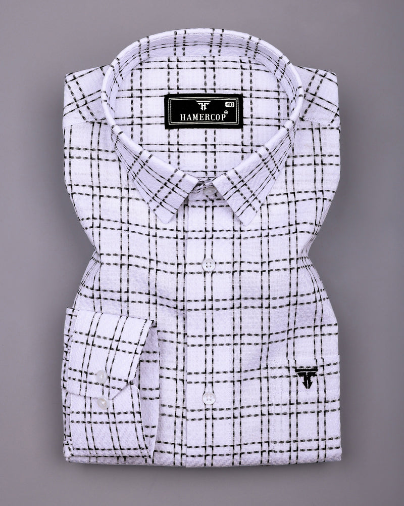 Coorg White With Black Dobby Check Cotton Shirt