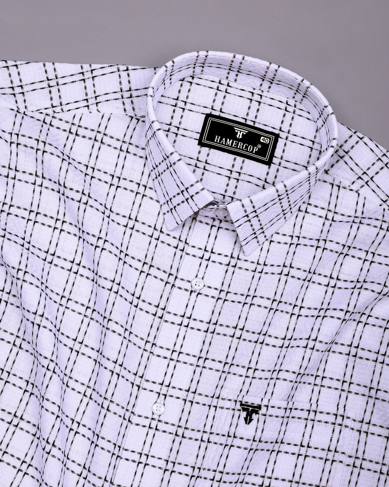 Coorg White With Black Dobby Check Cotton Shirt