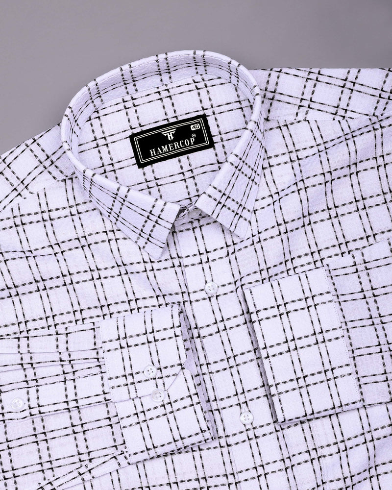 Coorg White With Black Dobby Check Cotton Shirt
