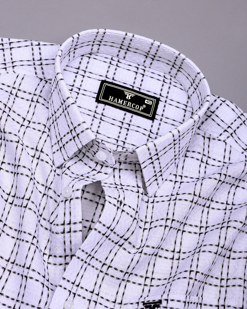 Coorg White With Black Dobby Check Cotton Shirt