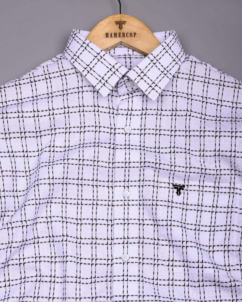 Coorg White With Black Dobby Check Cotton Shirt