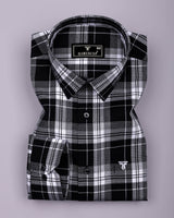 Luwan Black With White Waffle Dobby Check Shirt