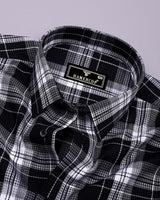 Luwan Black With White Waffle Dobby Check Shirt