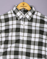 Barban Green With White Waffle Dobby Check Shirt