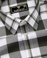 Barban Green With White Waffle Dobby Check Shirt