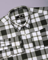Barban Green With White Waffle Dobby Check Shirt