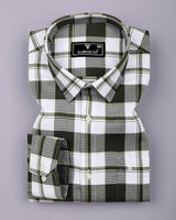 Barban Green With White Waffle Dobby Check Shirt