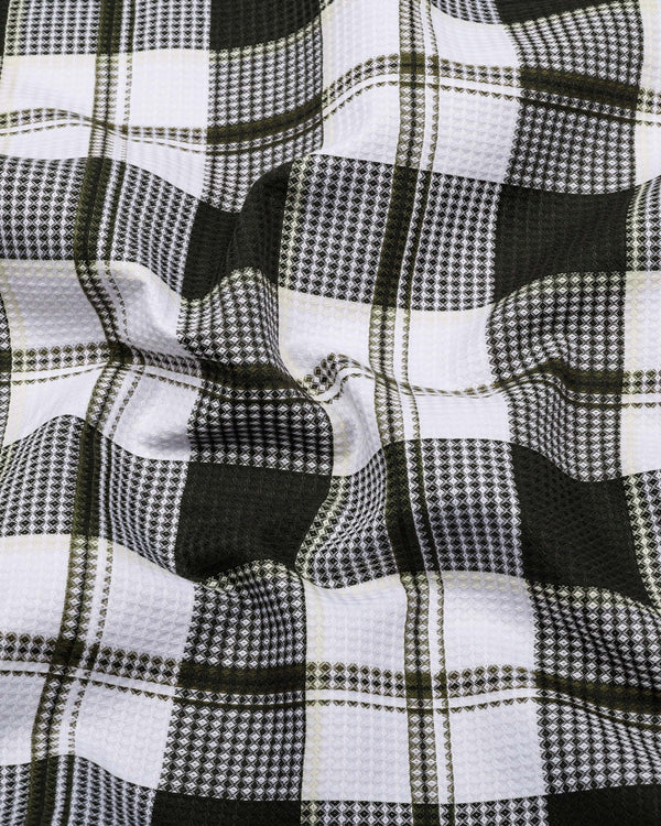 Barban Green With White Waffle Dobby Check Shirt