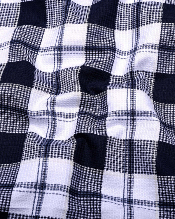 Barban Blue With White Waffle Dobby Check Shirt