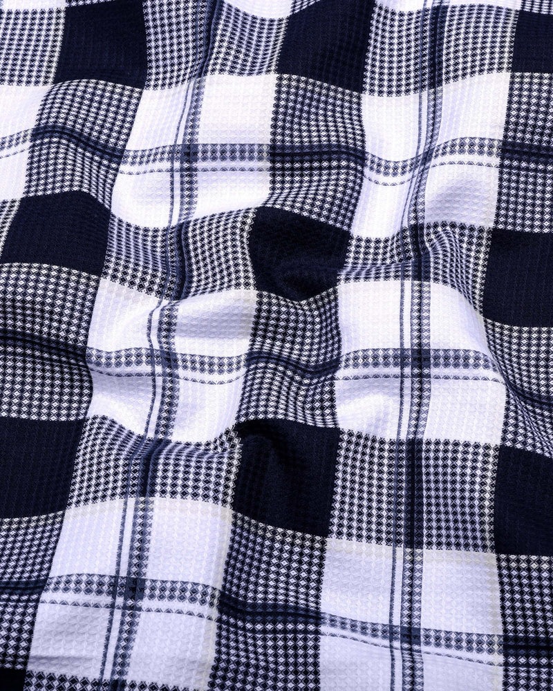 Barban Blue With White Waffle Dobby Check Shirt
