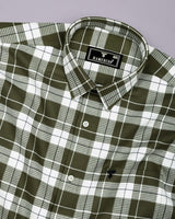 Crocus Green With White Waffle Dobby Check Shirt