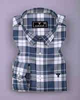 Crocus Blue With White Waffle Dobby Check Shirt